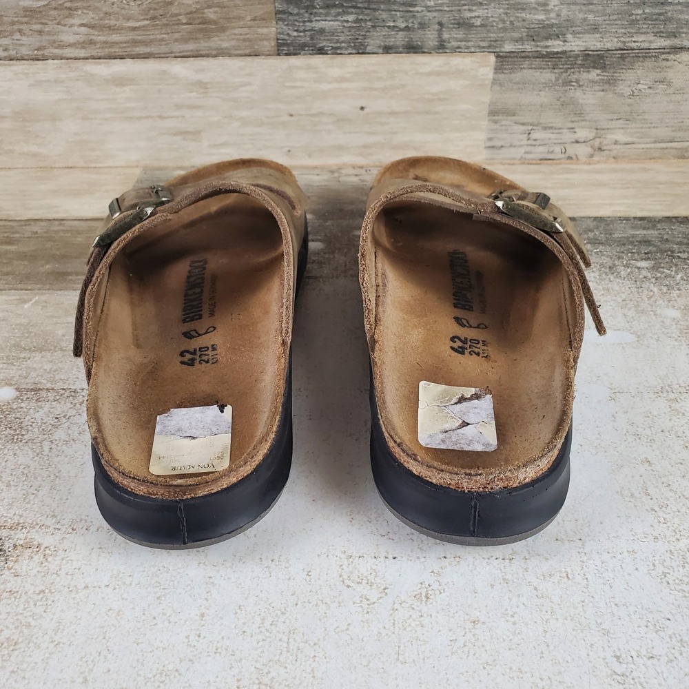 Birkenstock Arizona Cross Town Sandals Mens 9 / Womens 11 Khaki Oiled Leather - Picture 3 of 10